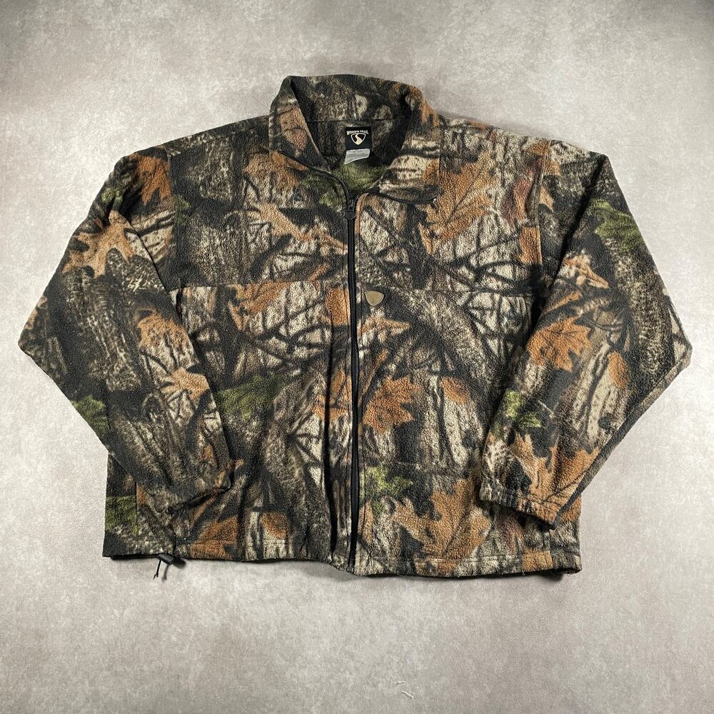 Vintage Trail Full Zip Fleece Jacket Mossy Oak Camo 100% Polyester Men's Size XL